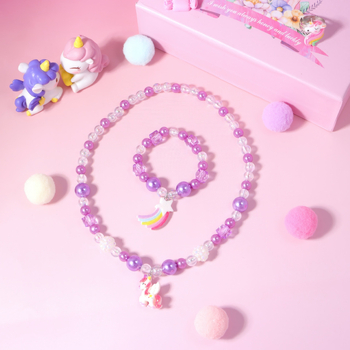 Комплект колие и гривна от мъниста с Vgold материал, реално позлатяване, низ от перли, U-образна форма