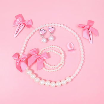 Комплект колие и гривна от мъниста с Vgold материал, реално позлатяване, низ от перли, U-образна форма