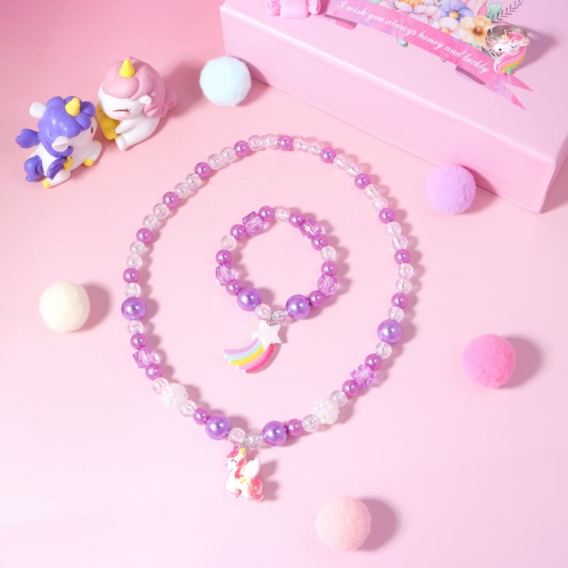 Комплект колие и гривна от мъниста с Vgold материал, реално позлатяване, низ от перли, U-образна форма