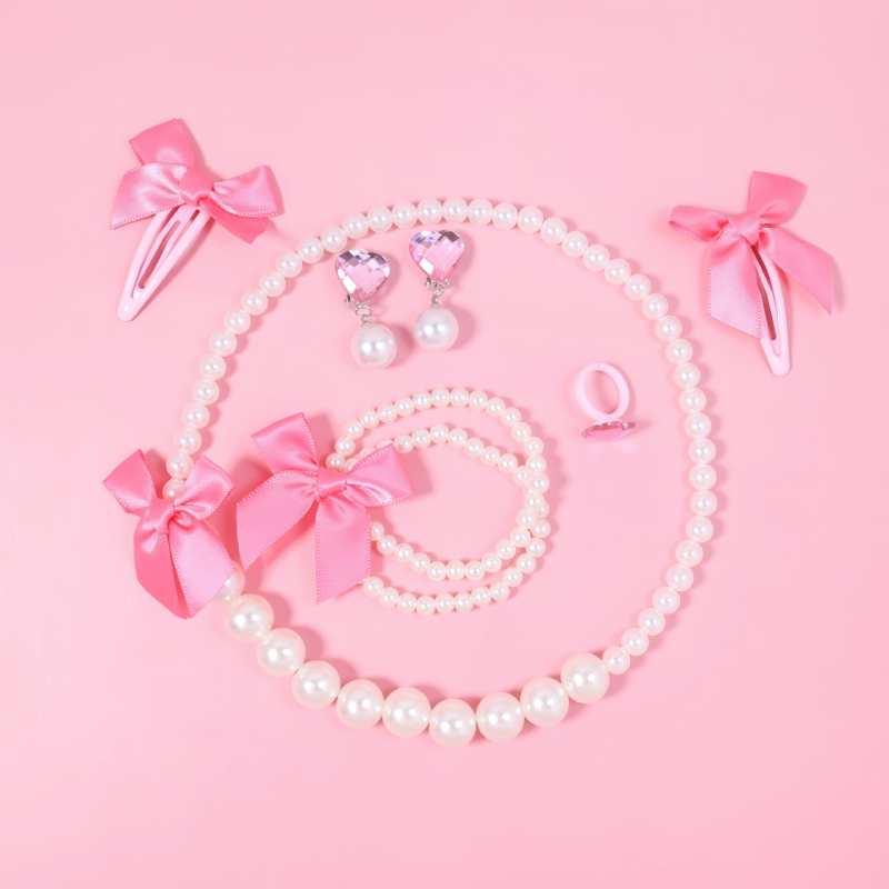 Комплект колие и гривна от мъниста с Vgold материал, реално позлатяване, низ от перли, U-образна форма