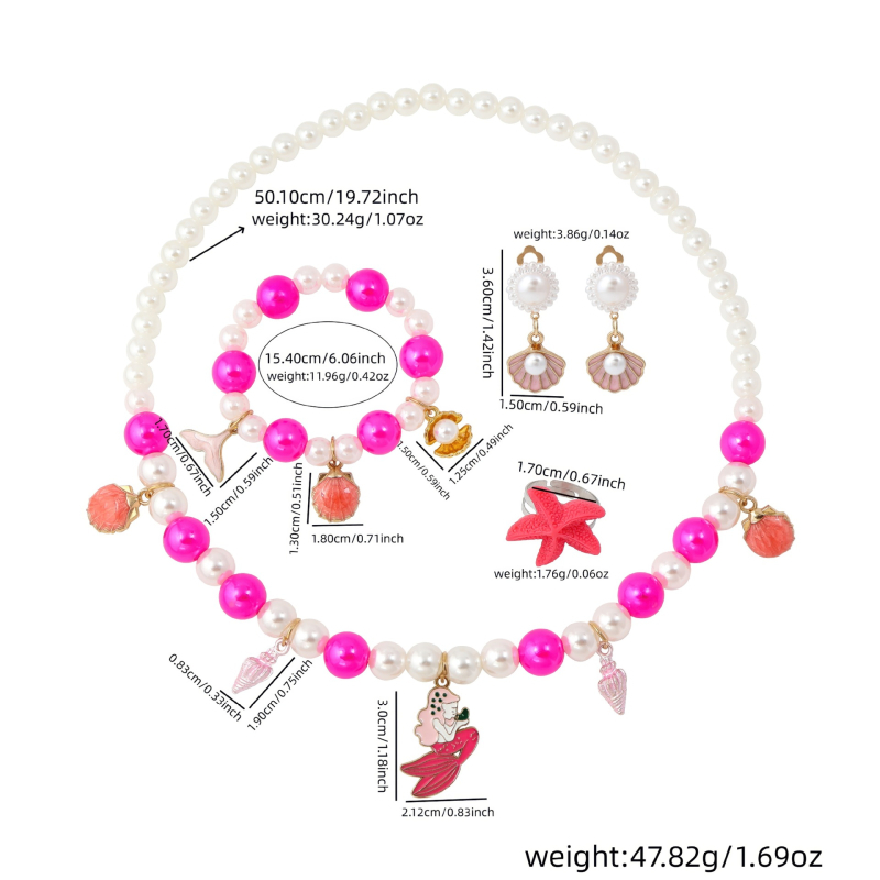 Комплект колие и гривна от мъниста с Vgold материал, реално позлатяване, низ от перли, U-образна форма