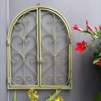 Сърцевидна кована метална стенна окачалка, подвижна, стенна украса за двор на вила