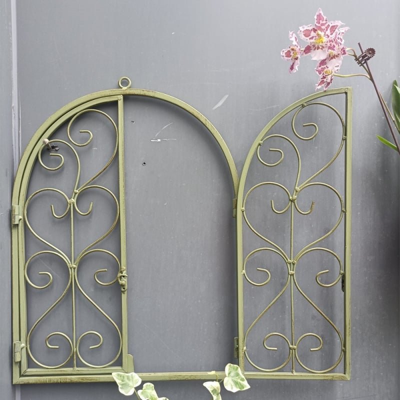 Сърцевидна кована метална стенна окачалка, подвижна, стенна украса за двор на вила