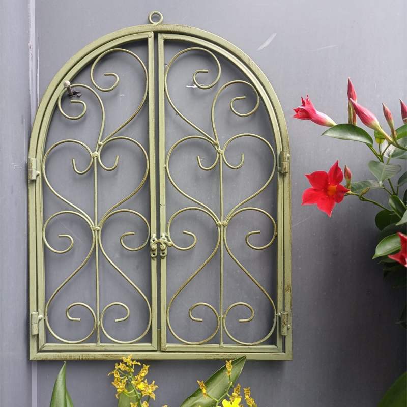 Сърцевидна кована метална стенна окачалка, подвижна, стенна украса за двор на вила