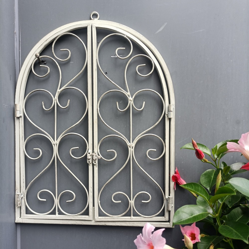 Сърцевидна кована метална стенна окачалка, подвижна, стенна украса за двор на вила