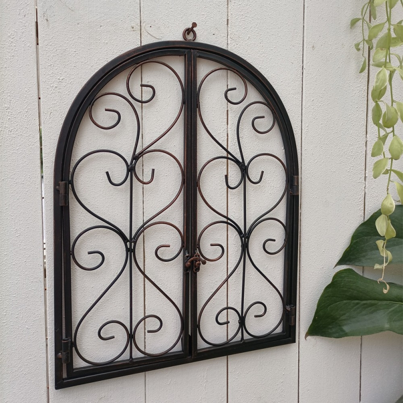 Сърцевидна кована метална стенна окачалка, подвижна, стенна украса за двор на вила