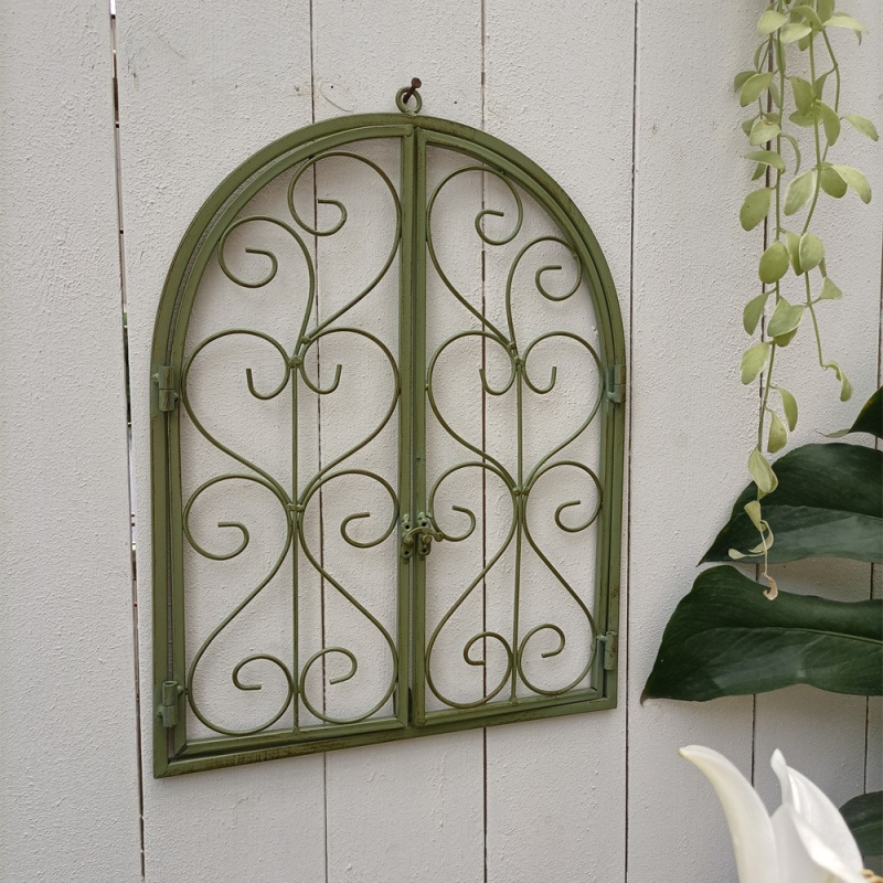 Сърцевидна кована метална стенна окачалка, подвижна, стенна украса за двор на вила