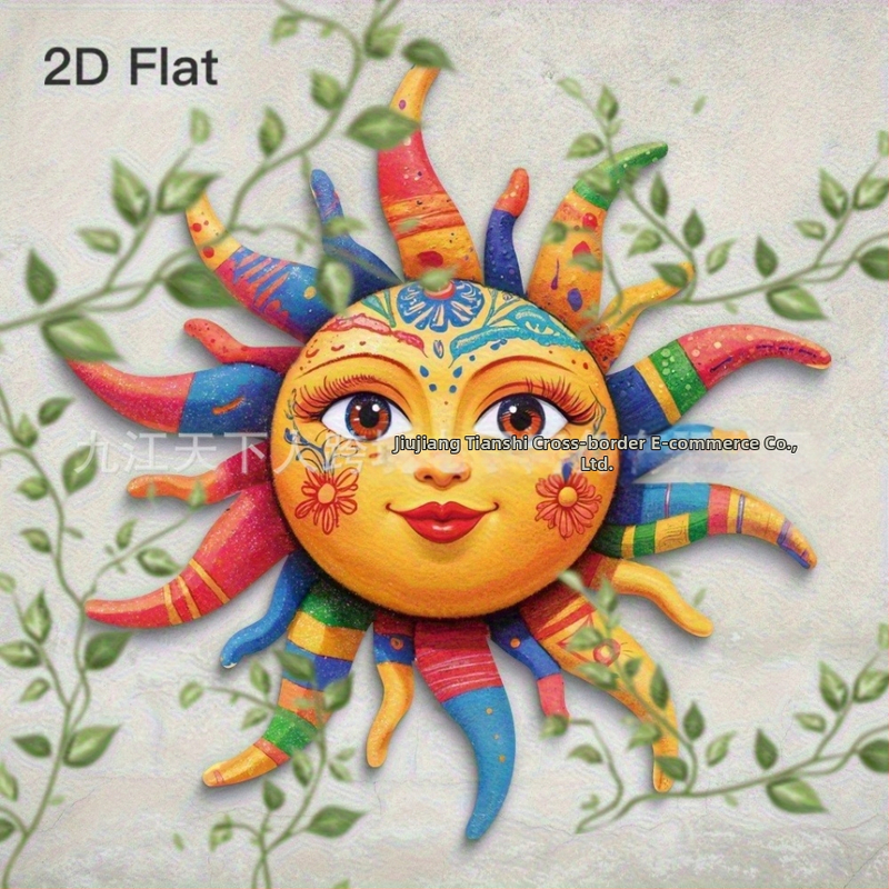 Puidust päikesega liblikate aiaseina seina kleeps – lame seina kleeps, 1 tk, dekoratiivne