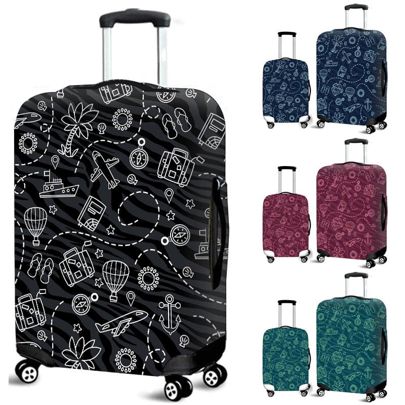 Усилен калъф за багаж с принт на самолет, полиестер, цип за отваряне, заключване против кражба