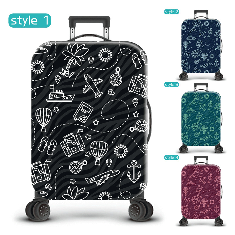 Усилен калъф за багаж с принт на самолет, полиестер, цип за отваряне, заключване против кражба