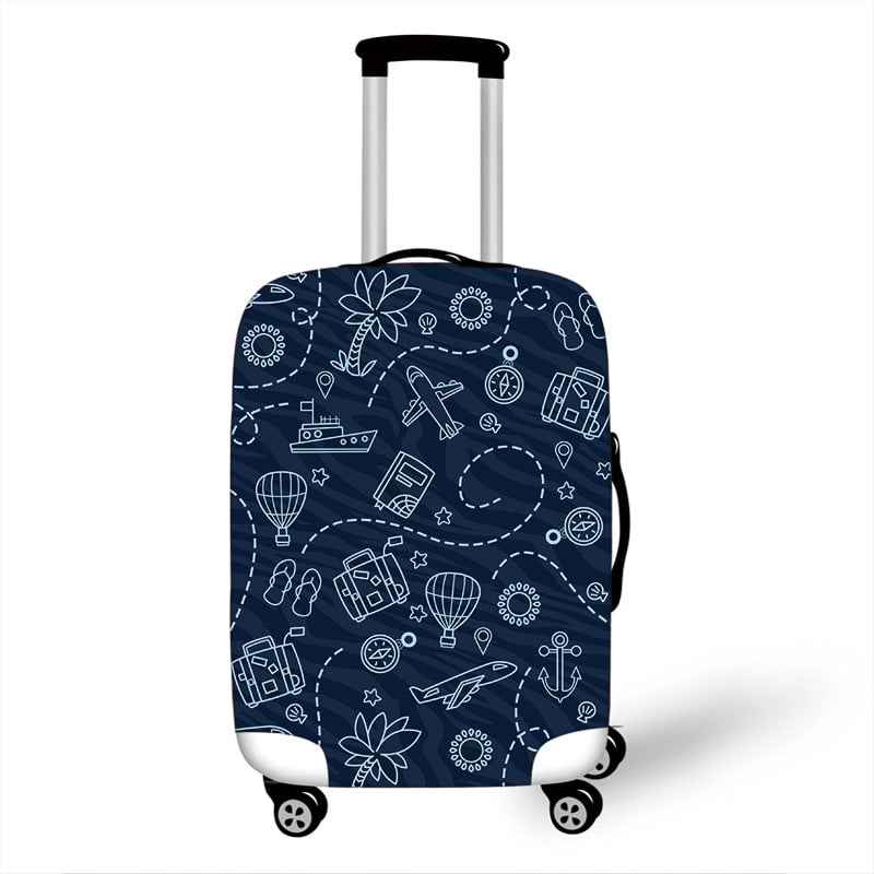 Усилен калъф за багаж с принт на самолет, полиестер, цип за отваряне, заключване против кражба