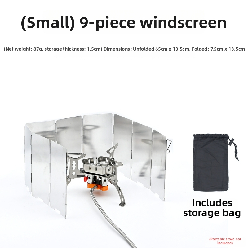 Õues kokkamiseks kokkupandav alumiiniumist tuulekaitse pliidile, 9-osaline mini komplekt