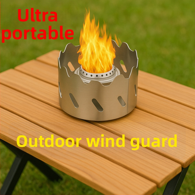 Kolm-osaline roostevabast terasest matkagrillile mõeldud tuulekindel kilp, kokkupandav, kaasaskantav, 40 g