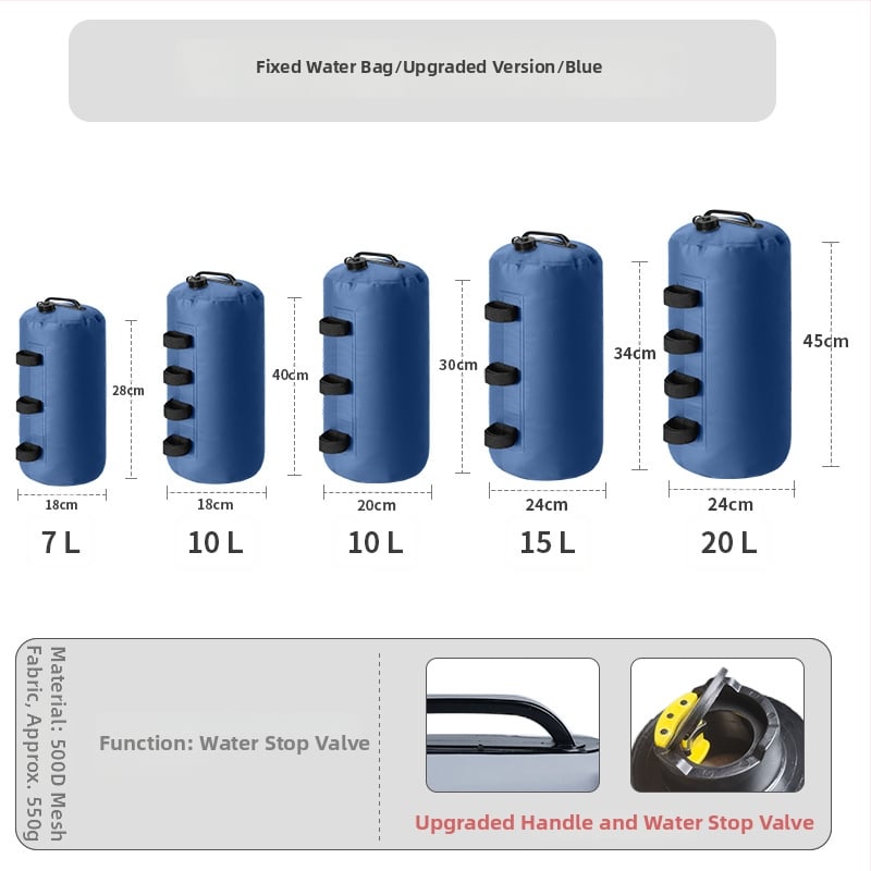 Тежест за палатка с пясък и вода, ветроустойчив, PVC, 7–20 л