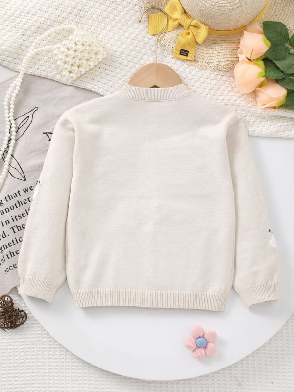 Παιδικό πουλόβερ με πλεκτή ύφανση για νεογέννητα, μακριά μανίκια, στρογγυλή λαιμόκοψη, σχέδιο ζώων, σύνθεση 50% βισκόζη / 28% πολυεστέρα / 22% πολυαμίδιο