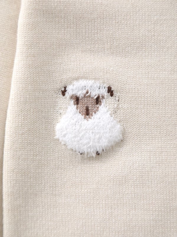 Παιδικό πουλόβερ με πλεκτή ύφανση για νεογέννητα, μακριά μανίκια, στρογγυλή λαιμόκοψη, σχέδιο ζώων, σύνθεση 50% βισκόζη / 28% πολυεστέρα / 22% πολυαμίδιο