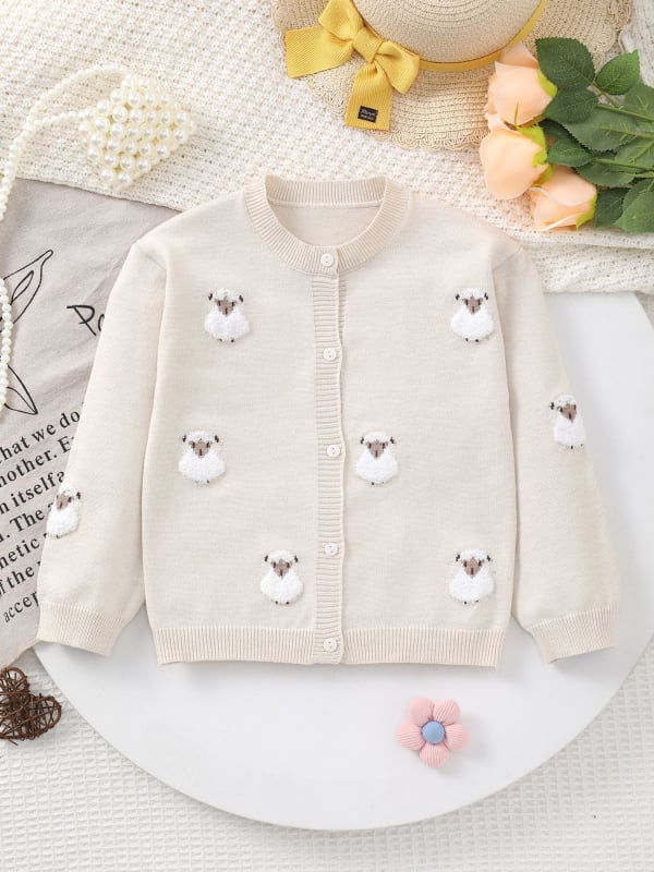 Детски плетен пуловер за новородени, дълги ръкави, кръгло деколте, модел с животни, състав: 50% вискоза, 28% полиестер, 22% полиамид