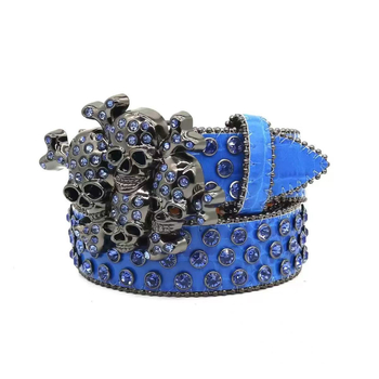 PU колан с алуминиева катарама с плоча, в стил панк/стрийт/хип-хоп; пробиване, електроплатинация и диамантени детайли