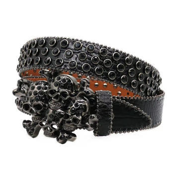 PU колан с алуминиева катарама с плоча, в стил панк/стрийт/хип-хоп; пробиване, електроплатинация и диамантени детайли