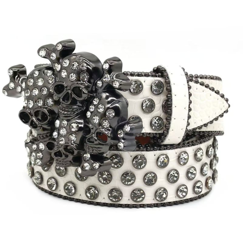 PU колан с алуминиева катарама с плоча, в стил панк/стрийт/хип-хоп; пробиване, електроплатинация и диамантени детайли