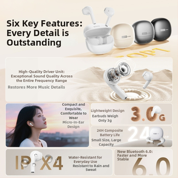 Lenovo Le210 Bluetooth in-ear peakomplekt, kõrva-kõrva disain, stereoheli, Bluetooth 5.1, häälejuhtimine, 4–8 tunni tööaeg