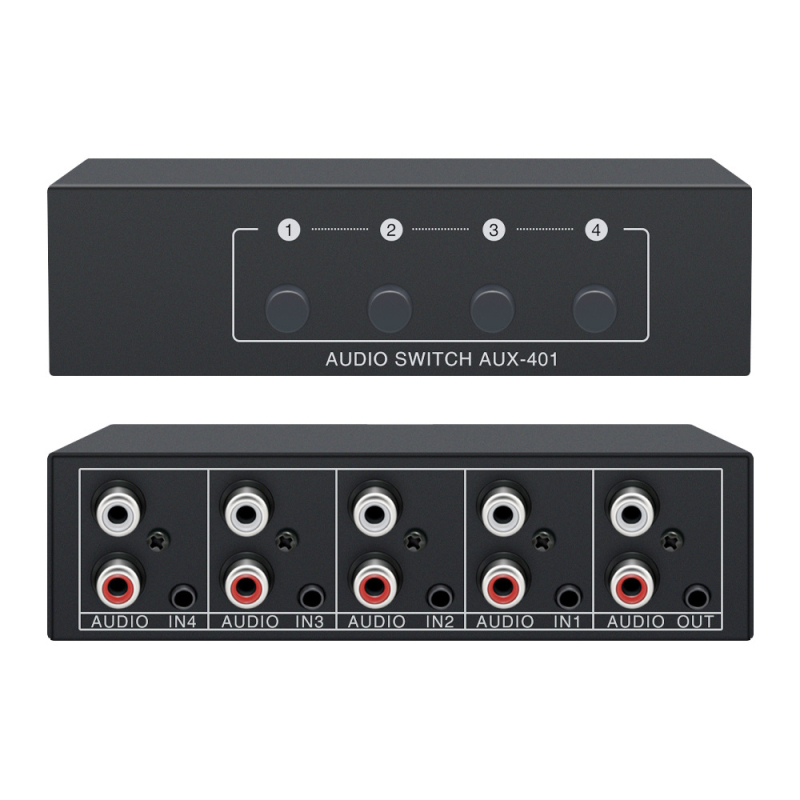 Tonli AUX-401 4-в-1 аудио превключвател, стерео звук, 3,5 мм жак, висока вярност