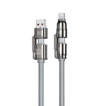 Speed Bird 4‑в‑1 мултикабел за данни с PD бързо зареждане, Lightning, Micro USB и Type-C, максимална мощност 100W, 1–4 конектора