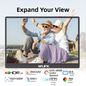 Портативен LCD монитор с IPS панел, резолюция 1920x1200, съотношение 16:10, HDMI интерфейс, 20 ms време за отклик