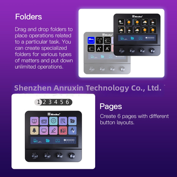 N4 visuaalne makroklaviatuur Stream Decki jaoks LCD-ekraaniga, neli pöördnuppu, programmeeritavad kiirklahvid.