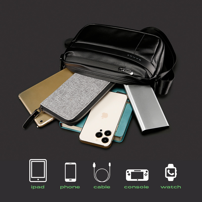 Мъжка кръстосана чанта за през рамо, водоустойчива Oxford материя, полиестерна подплата, Зимна колекция 2022