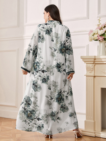 TOLEEN шифонова рокля с флорален принт, V-образно деколте, силует А-линия, свеж и сладък стил