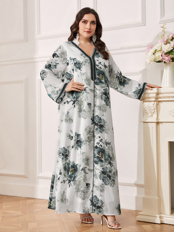 TOLEEN шифонова рокля с флорален принт, V-образно деколте, силует А-линия, свеж и сладък стил