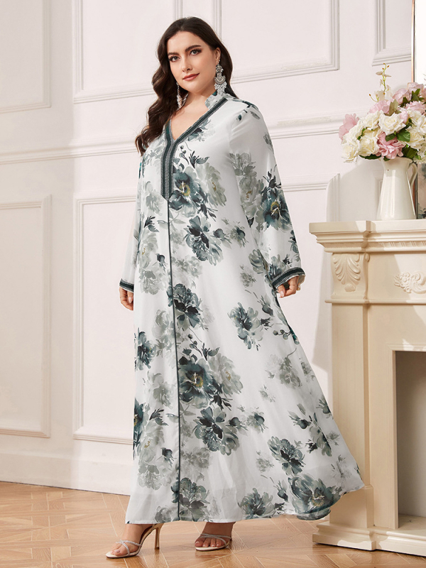 TOLEEN шифонова рокля с флорален принт, V-образно деколте, силует А-линия, свеж и сладък стил