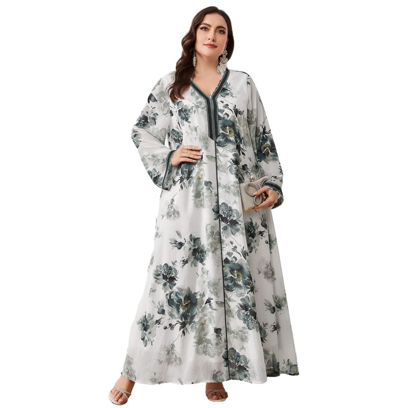 TOLEEN шифонова рокля с флорален принт, V-образно деколте, силует А-линия, свеж и сладък стил