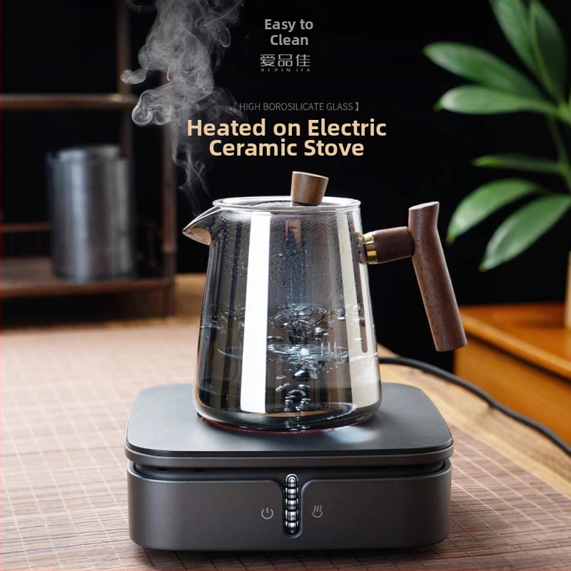 Borilosilikatinio stiklo arbatinuko rinkinys, atsparus karščiui, skirtas 3–5 asmenims, įskaičiuoti arbatos ceremonijos priedai ir arbatos padėklas