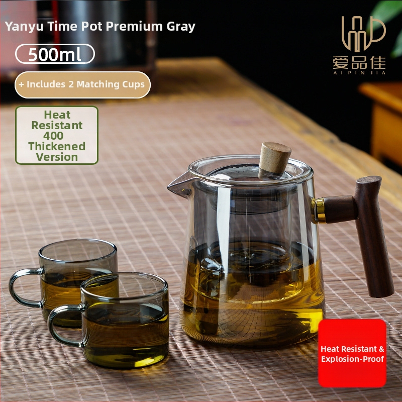 Borosiilikatklaasist teekannude komplekt, kuumuskindel, mõeldud 3–5-le, kaasas tee rituaali tarvikud ja tee kandik