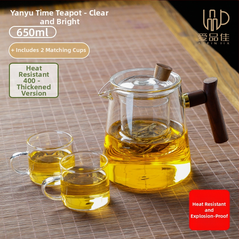 Borosiilikatklaasist teekannude komplekt, kuumuskindel, mõeldud 3–5-le, kaasas tee rituaali tarvikud ja tee kandik