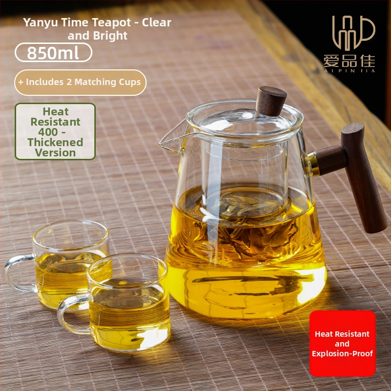 Borosiilikatklaasist teekannude komplekt, kuumuskindel, mõeldud 3–5-le, kaasas tee rituaali tarvikud ja tee kandik