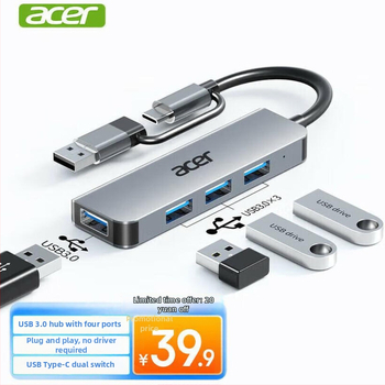 Acer Type-C/USB 3.0 nelja-porte laiendust dokk, USB 3.0 liides, kaabli pikkus 0,15 m