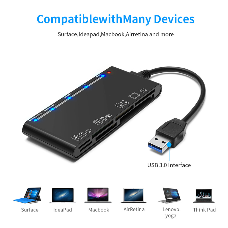USB 3.0 високоскоростен 7-в-1 четец за карти CR324 - SDHC/TF/CF/XD/MS поддръжка