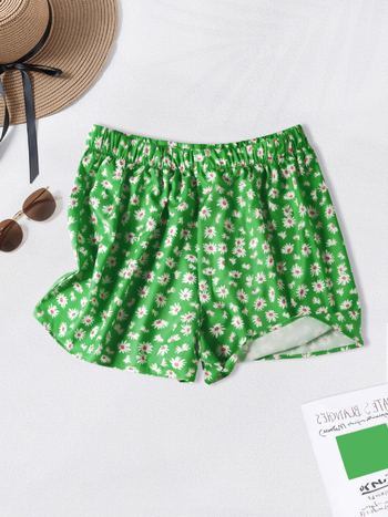 Женски панталони с дължина три четвърти, еластична талия, дигитален печат върху полиестер-еластан, японско-корейски свободен стил