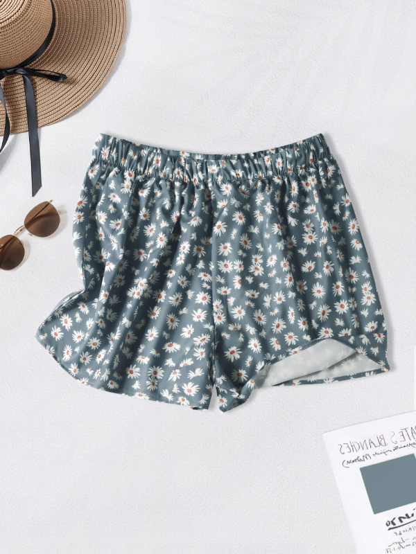 Женски панталони с дължина три четвърти, еластична талия, дигитален печат върху полиестер-еластан, японско-корейски свободен стил