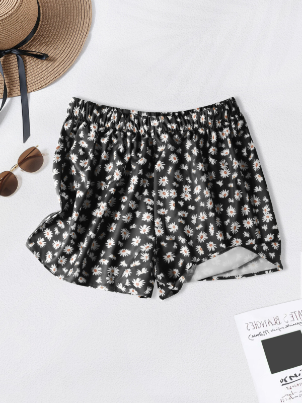 Женски панталони с дължина три четвърти, еластична талия, дигитален печат върху полиестер-еластан, японско-корейски свободен стил