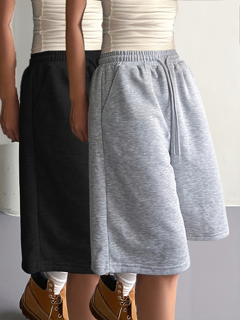 Дамски спортни капри панталони, широка свободна кройка, висока талия, тънък полиестер, лято 2025