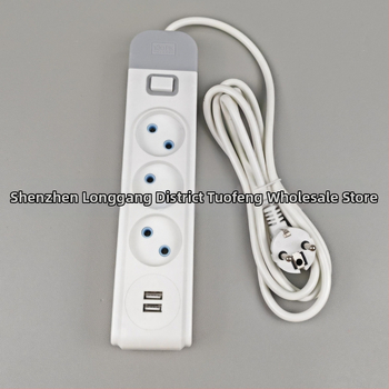 Tuo feng Euroopa stiilis toitestripp lülitiga ja USB-pordiga, 10A, 1500W