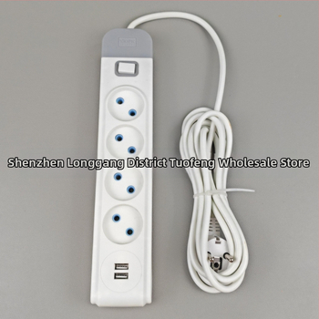 Tuo feng Euroopa stiilis toitestripp lülitiga ja USB-pordiga, 10A, 1500W