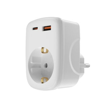 Европейски конвертор 1 гнездо/2 гнезда с USB, пътуваща станция за зареждане PD20W, медно тяло
