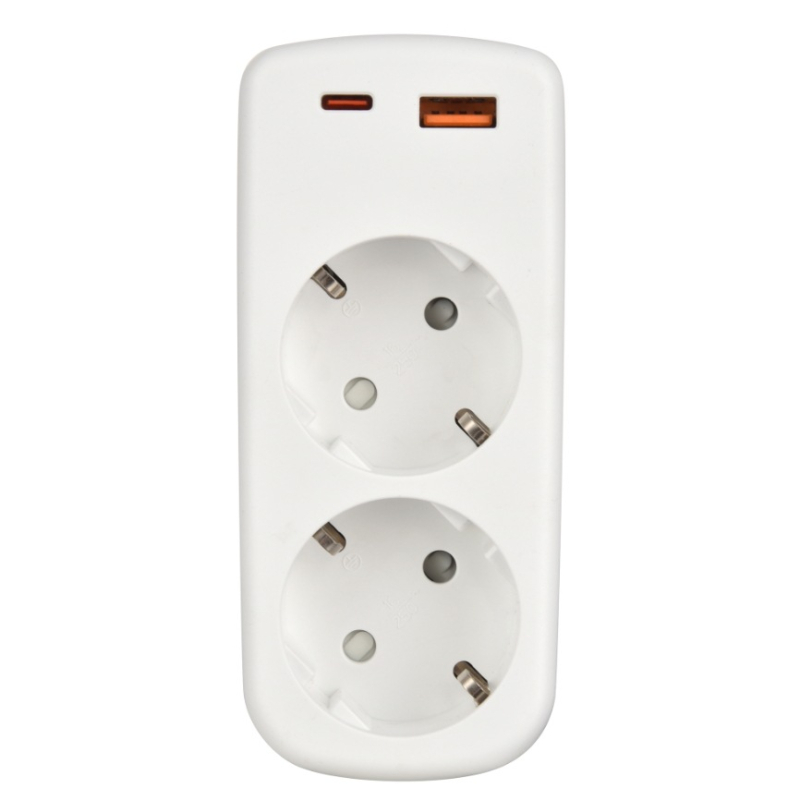 Европейски конвертор 1 гнездо/2 гнезда с USB, пътуваща станция за зареждане PD20W, медно тяло