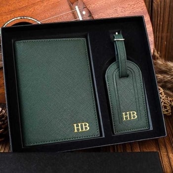 Logopu паспортен калъф и таг за багаж — подаръчен комплект, PU материал, зима 2023, урбан минималистичен стил, буквен модел, износоустойчив