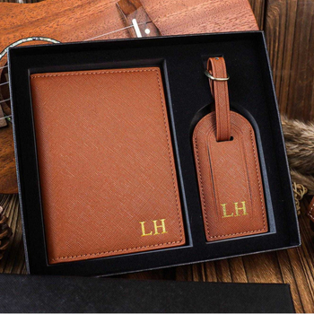 Logopu паспортен калъф и таг за багаж — подаръчен комплект, PU материал, зима 2023, урбан минималистичен стил, буквен модел, износоустойчив